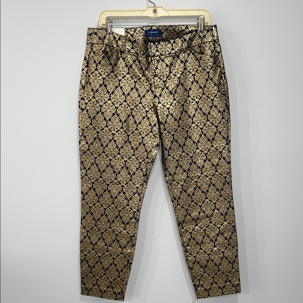 Old Navy Pixie Ankle Length Longueur Cheville Pants Gold Black size 12 NEW